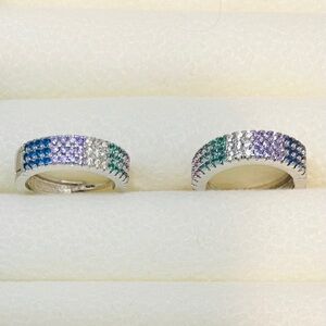 Multicolor Rainbow CZ 18K White Gold Filled Huggie Hoop Earrings